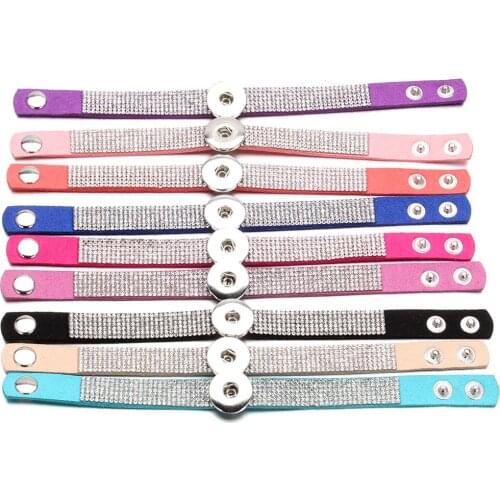 10pcs/lot Wholesale Snap Jewelry 18mm Snap Buttons Bracelet Velvet Bracelet Crystal Snap Bracelet for Women