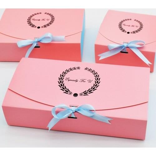 10 Pcs Wedding Gift Box Party Favor Present Kraft Paper Box For Food Candy Cookies Packing Cake Boxes Packaging With Ribbon