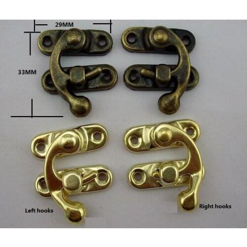 100pcs/lot dark button box accessories wooden box buckle clasp lock box clasp hook small lock hook bronze lock horns 29*33mm