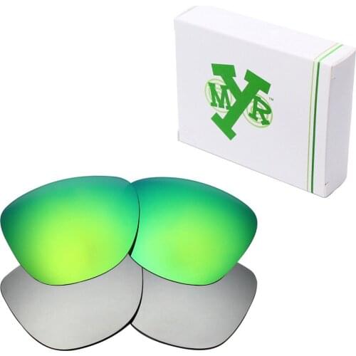 2 Pairs Mryok Anti-Scratch POLARIZED Replacement Lenses for Oakley Frogskins Sunglasses Silver Titanium & Emerald Green