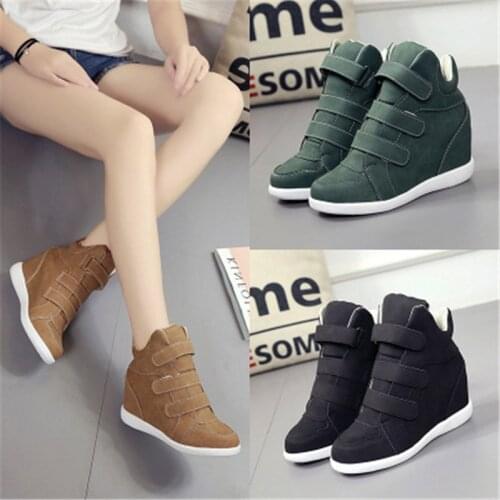 2019 high heel ladies casual shoes wedge with ladies sneakers casual platform shoes breathable increase footwear