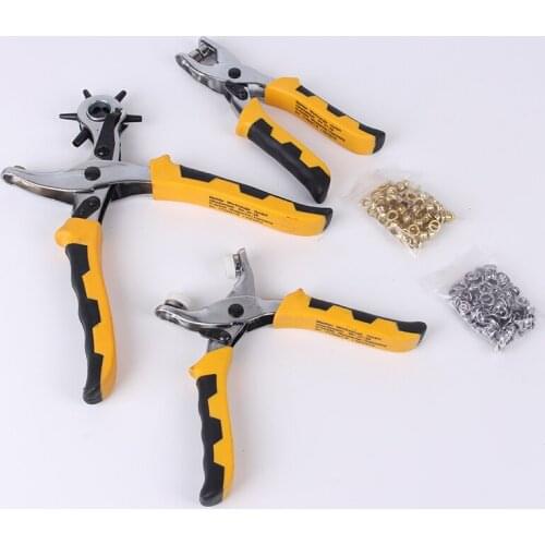 3 Pieces 3 in 1 Multi-function Card Leather Belt Hole Punch +Eyelet Plier +Snap Button Setter Tool Kit Free Shipping