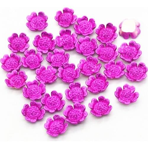 50PCS 12mm Purple Resin Flatback Flower Cabochons |Resin Dollhouse Miniatures|Resin Flower Cabochons