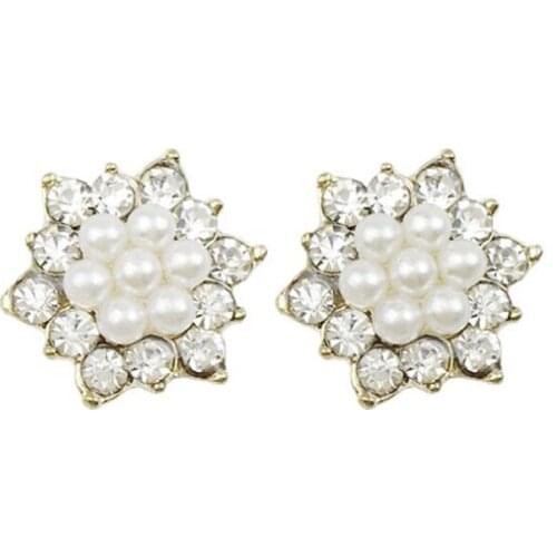 50pcs Snowflake Pearl Rhinestone strass Jewelry Flatback Button Sewing Accessories Wedding Hairstyle Hairpin Hair Clip Decor