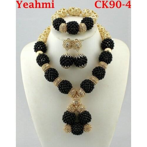 Free Shipping Fashion Nigerian Wedding African Bead Jewelry Set Crystal Necklace Set Party Wedding Dubai Jewelry Set CK90-1