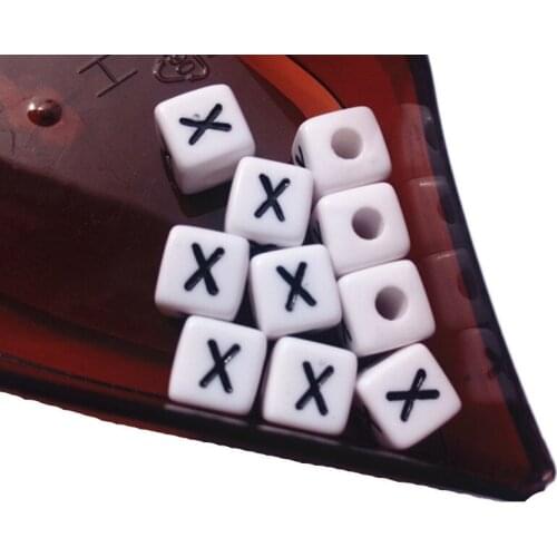 550PCS/Lot 10*10MM Black Single X Printing Alphabet Jewelry Beads,Acrylic Plastic Letter Beads for Ornament Accessories