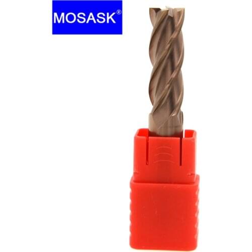 MOSASK 4 Flutes HRC50 12mm 10mm 6mm 4mm CNC Milling Cutters Tools for Steel Solid Carbide End Mills
