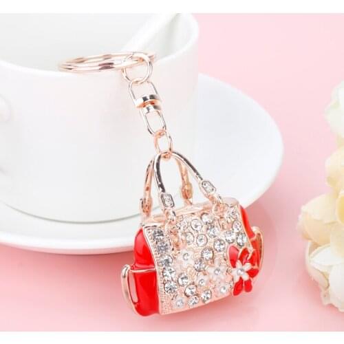 Dongsheng New Style Shaped Metal Bag Charming Purse Handbag Keychain Crystal Keychain Handbag Pendant Car Keyring -10