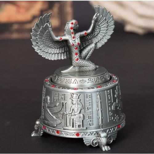Egyptian Goddness Metal Music Box Antique Musical Item With Hand Crank Love Gift For Decoration GYP001