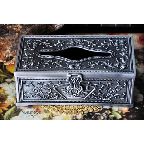 Elegant Royal Vintage Embossed Rose Home Rectangle Shaped Tissue Box Container Toilet Towel Napkin Tissue Holder Organizer 574