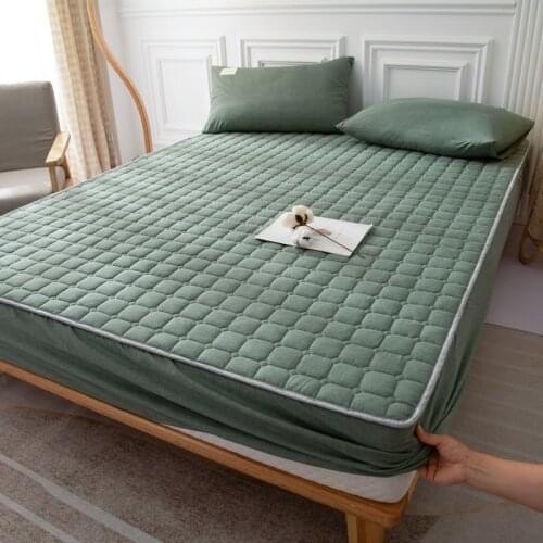 Cotton Thicken Quilted Mattress Cover Sheet With Elastic Band 180*200 Anti-Bacterial Mattress Protector Soft Fitted Sheet