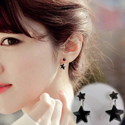 JIOFREE Fashion Clip Earrings Wholesale black Five-pointed Star Statement Earrings 2018 New Listing Earrings For Women Jewelry