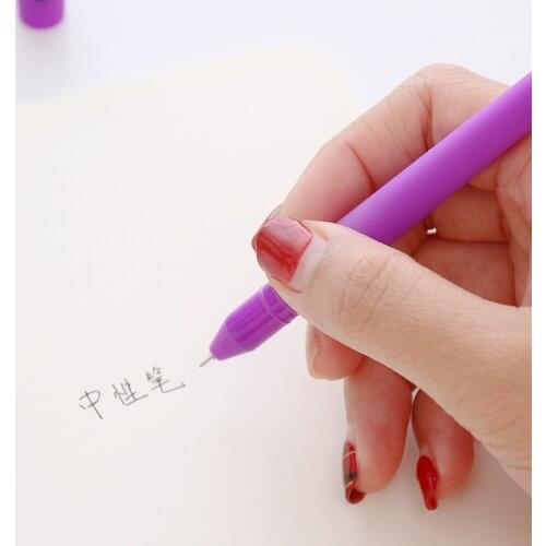 Jonvon Satone 12pcs Cartoon Eggplant Modeling Neutral Pen Korean Stationery Cute Expression Head Personality Signature Pen Gifts