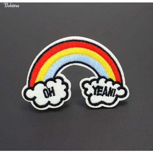 Red Cute Rainbow Girls Embroidered Patch Clothes Decoration Iron on Fashion Apparel for Jacket Jeans Bagdes