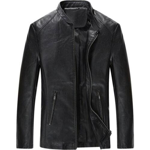 New Brand spring and autumn mens collar leather jacket casual PU jacket trend large size Motorcycle Biker leather jacket male