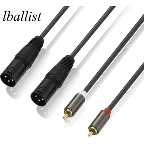 Lballist 1.5m Dual XLR Male to 2RCA Jack Male OFC AUX Audio Cable Shileded For Amplifier Mixer