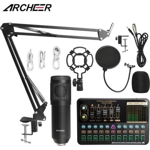 BM800 Microphone bluetooth Mixer V10X Pro Sound Card Condenser Game Audio dj Live Broadcast MIC USB OTG Recording Professional