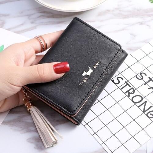 Fashion Cute Women Wallet Leather Card Holder Mini Short Tassel Small Wallets Coin Purse Female Ladies Card Case Id Holders