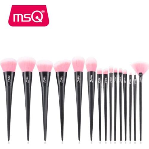 MSQ 15pcs Makeup Brushes Set Professional Foundation Powder Eyeshadow Lip Fan Make Up Brushes Kit Plastics Handle Synthetic Hair