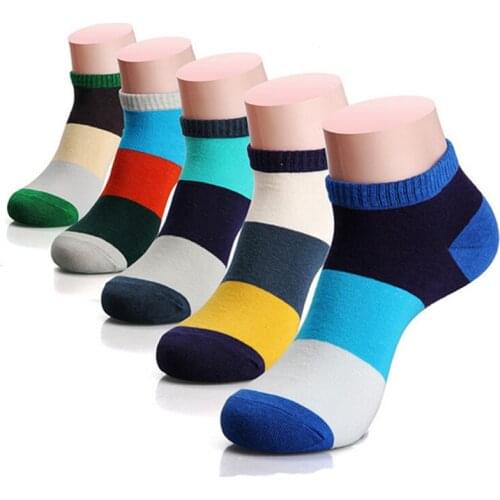 Hot sale! socks men cotton spring summer and autumn colorful striped short socks for mens and male funny socks free size