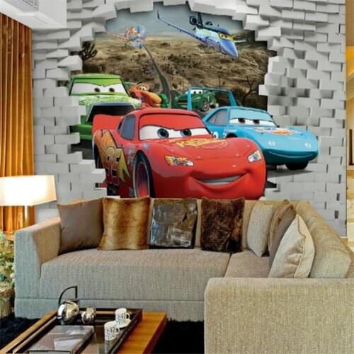 Milofi custom 3D wallpaper mural cartoon car broken wall childrens room living room bedroom background wall decoration wallpape