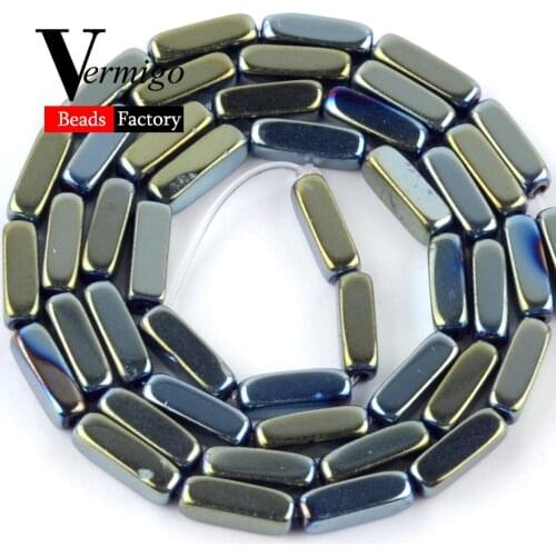 Small Cuboid Shape Green Hematite Natural Stone Beads For Jewelry Making DIY Necklace Bracelet Spacer Loose Beads 3*9mm 15"