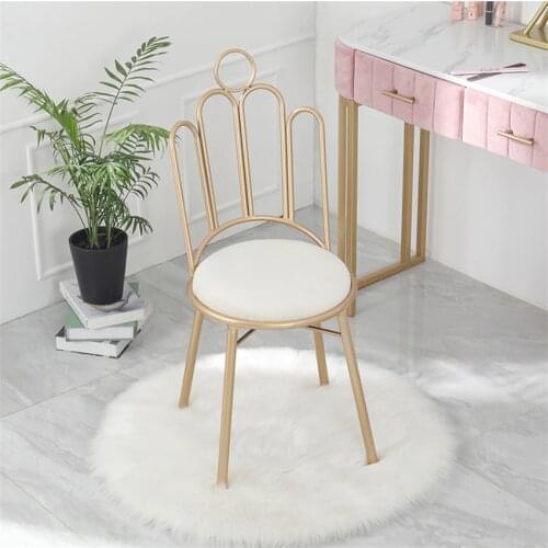 Nordic Restaurant Dressing Table Stool Iron Metal Home Leisure Chair Dining Chair Modern Minimalist Backrest Dressing Chair