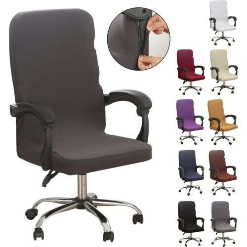 Elastic Office Lift Computer Chair Cover Anti-Dirty Rotating Chair Seat Case With Zipper Solid Spandex Removable Chair Slipcover