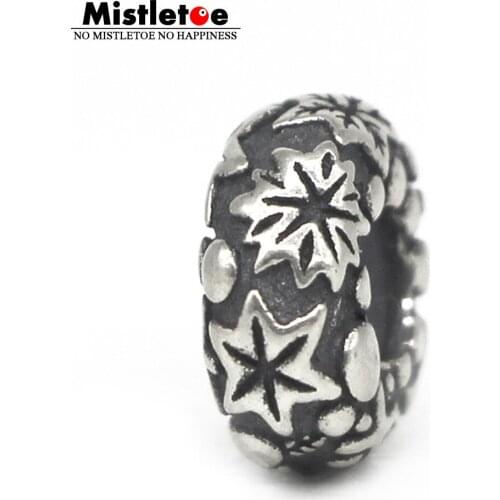 Mistletoe Genuine 925 Sterling Silver Snowlake Star Stopper Spacer Charm Bead Fit European 3.0mm Bracelet Jewelry