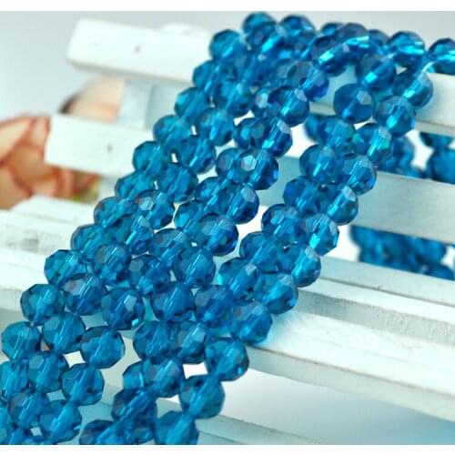 Wholesale 715pcs/lot Deep Lake Blue Round Ball Beads Crystal Faceted Beads 8mm Glass Loose Spacer DIY Beads For Jewelry Making