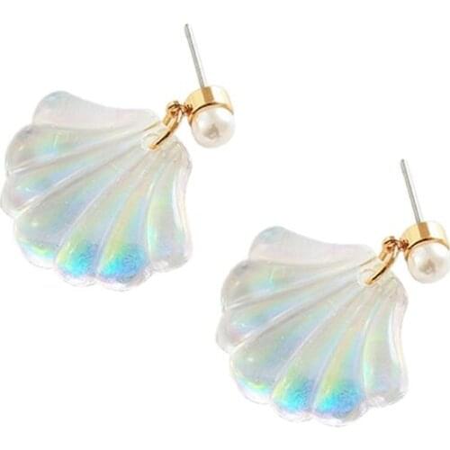 JAVRICK resin rainbow pearl shell earrings ladies fashion jewelry decorative earrings dazzling dazzling earrings