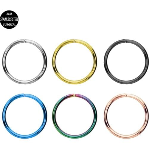 1Pc Captive Ring Surgical Steel Bead Circular Piercing CBR Nose Ring Septum Nose Hoops Segment Rings Body Jewelry