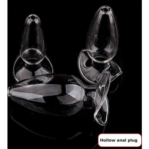 Transparent Glass Anal Plug Hollow Butt Plug for Woman Vaginal Speculum Douche Enema Anal Sex Toys for Women Men Glass Buttplug