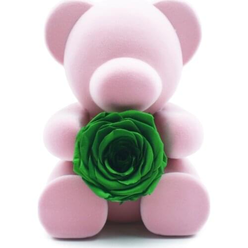 Rose Bear Green Immortal Flower Valentines Day Gift Holiday Gift Weidding Gift Home Decor Collection