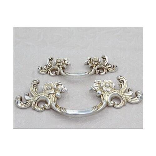 Hole Space 45mm Kitchen Cabinet handles Antique Silver Drawer Pulls Antique Zinc Alloy Dresser Wardrobe Handles wine closet Knob
