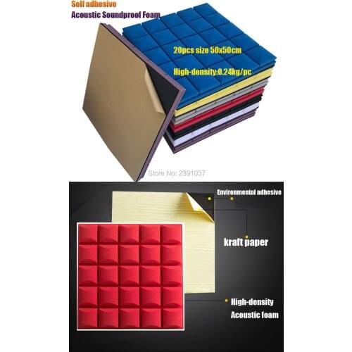 EMS Fast Shipping 20pcs Self adhesive Studio Acoustic Soundproof Foam Sound Absorption Treatment Panel Tile Protective Sponge