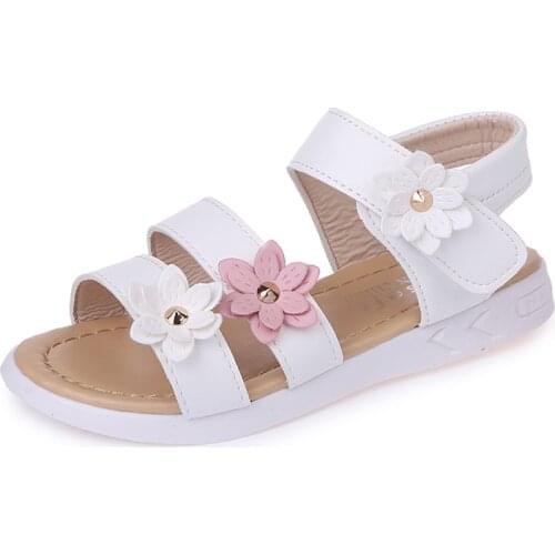 Girls Sandals Gladiator Flowers Sweet Soft Childrens Beach Shoes Kids Summer Floral Sandals Princess Fashion Cute High Quality
