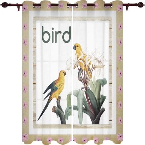 Animal Bird Flower Petal Curtains for Bedroom Kitchen Window Treatments Valance Curtains for Living Room