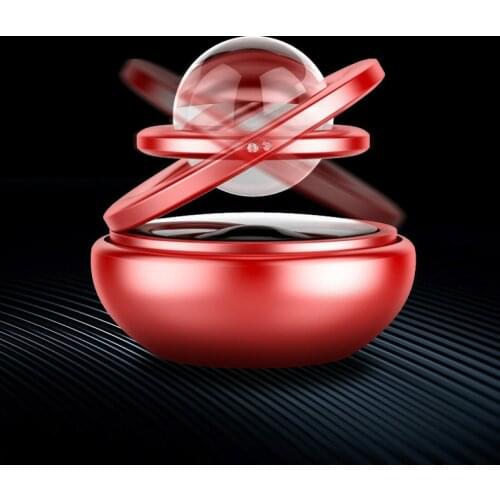 Solar Power Car Magnetic Aromatherapy Air Freshener Interstellar Suspension Double Ring Auto Rotating Interior Fun Decoration