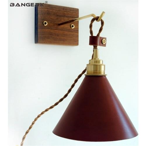 Industrial Wind Sconce Wall Lights LED Loft Vintage Wall Light Fixtures Hand Sewn Cow Leather Bedside Lamp Home Decor Lighting