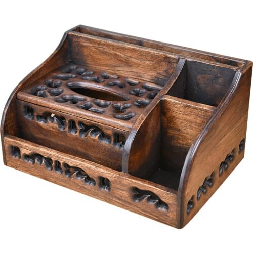 NEWYEARNEW Retro Southeast Asia Tissue Box Holder Home Furnishing Decoration Multifunctional Remote Control Storage Rack Gifts
