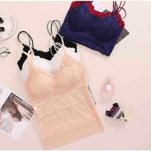 Women Padded Tank Tops Push Up Lace Bras Sexy Lingeries Underwear Floral Bras Tube Tops