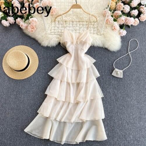 Women Sexy Off Shoulder Strap Dress Elegant Solid Ruffles A-line Dresses Summer Korean Casual Long Dress