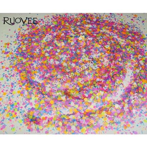 012# NEON glitter nail art mix Solvent Resistant Paillette for Gel Polish and other crafts( Hexagon+Heart+Strips)