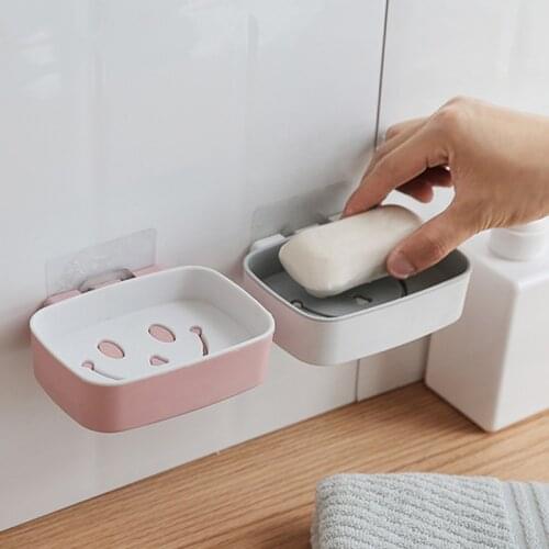 1Pcs New Punch-free Soapbox Magic Seamless Wall Sticker Drain Soap Box Bathroom Shower Soap Box Storage Plate Tray Holder