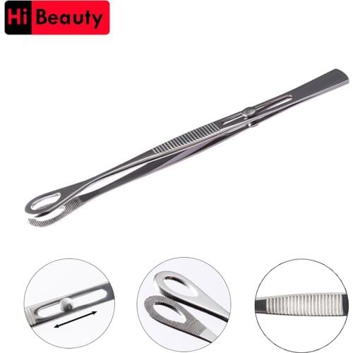 1PC Tattoo Positioning Plier Stainless Steel Sterile Slotted Round Navel Forceps Clamp Plier Ear Nose Tattoo Piercing Tools