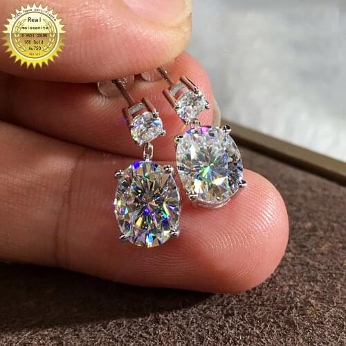 100% 18K Au750 Rose Gold Earrings We only sell DVVS Moissanite Diamonds 0.5 1 2 3 Carat Oval