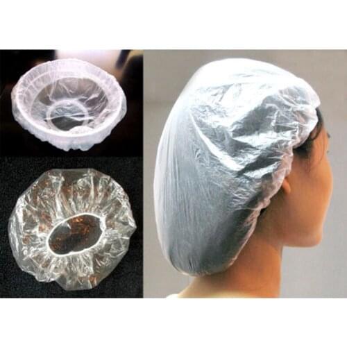 100pcs/Set Disposable Clear Shower Hair Cap Spa /Salon /Bath /Hotel Elastic Hat