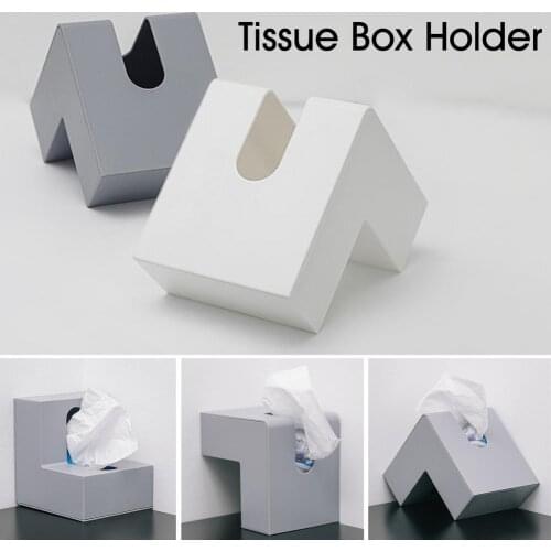 2021 Modern Simple Household Paper Storage Box L-shaped Paper Tissue Box Multi-Sided Shape Resin Right-angle Tissue Box Holder