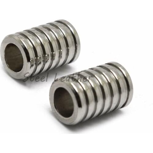 30pcs/lot hole:5/6mm Stainless Steel Metal Spacer Tube Beads Charms Slider for Men Jewelry Making DIY Leather Cord Bracelet DIY